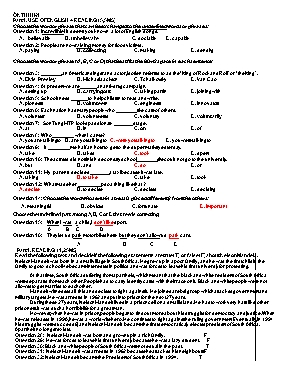 Đề ôn thi học kỳ I môn Tiếng Anh Lớp 10 (Thí điểm)